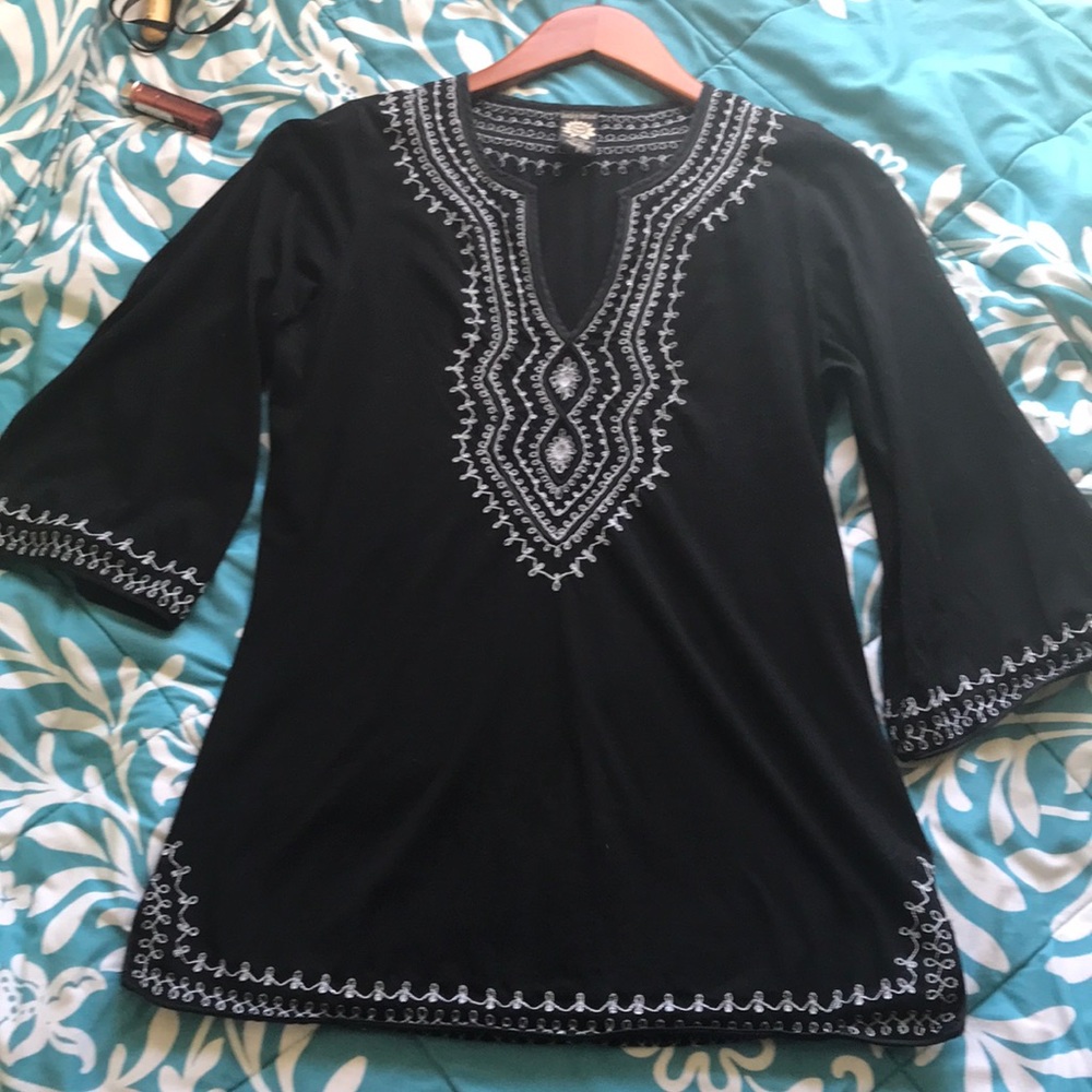 Black embroidered tunic
